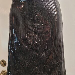 Tulle black sequined pencil skirt